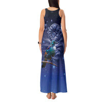Tui Bird Matariki Galaxy Tank Maxi Dress Koru Silver Fern Aotearoa LT9 - Polynesian Pride