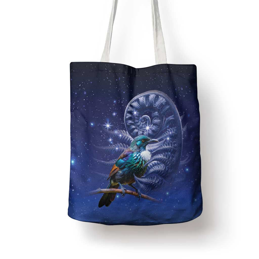 Tui Bird Matariki Galaxy Tote Bag Koru Silver Fern Aotearoa LT9 - Polynesian Pride