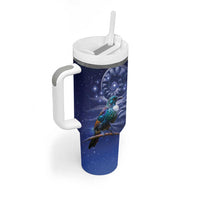 Tui Bird Matariki Galaxy Tumbler With Handle Koru Silver Fern Aotearoa LT9 - Polynesian Pride