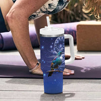 Tui Bird Matariki Galaxy Tumbler With Handle Koru Silver Fern Aotearoa LT9 - Polynesian Pride