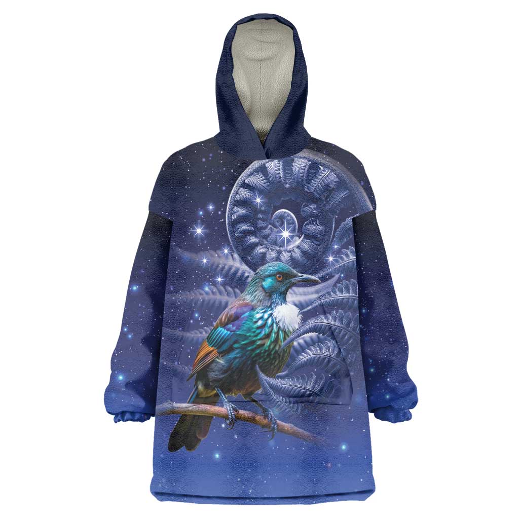 Tui Bird Matariki Galaxy Wearable Blanket Hoodie Koru Silver Fern Aotearoa LT9 One Size Galaxy - Polynesian Pride