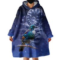 Tui Bird Matariki Galaxy Wearable Blanket Hoodie Koru Silver Fern Aotearoa LT9 - Polynesian Pride