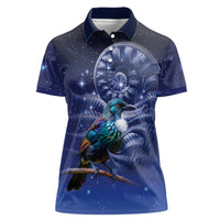 Tui Bird Matariki Galaxy Women Polo Shirt Koru Silver Fern Aotearoa LT9 Female Galaxy - Polynesian Pride