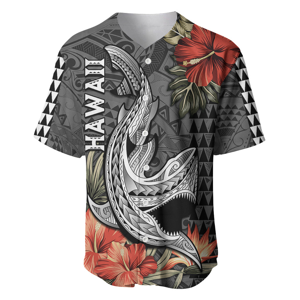 Hawaii Shark Tattoo Baseball Jersey Polynesian Vintage Vibes LT9 Black - Polynesian Pride