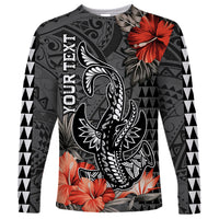 Personalised Hawaii Hammerhead Shark Long Sleeve Shirt Polynesian Vintage Vibes LT9 Unisex Black - Polynesian Pride