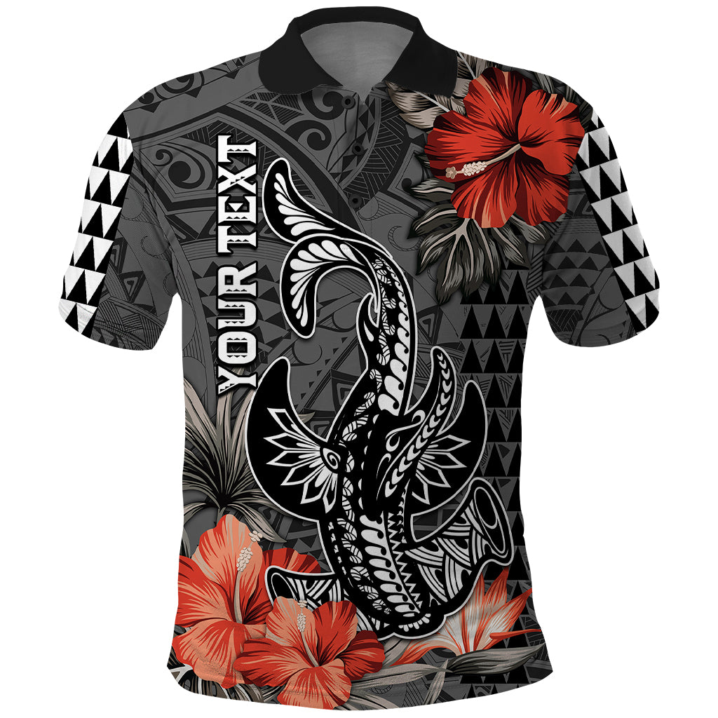 Custom Hawaii Hammerhead Shark Polo Shirt Polynesian Vintage Vibes LT9 Black - Polynesian Pride