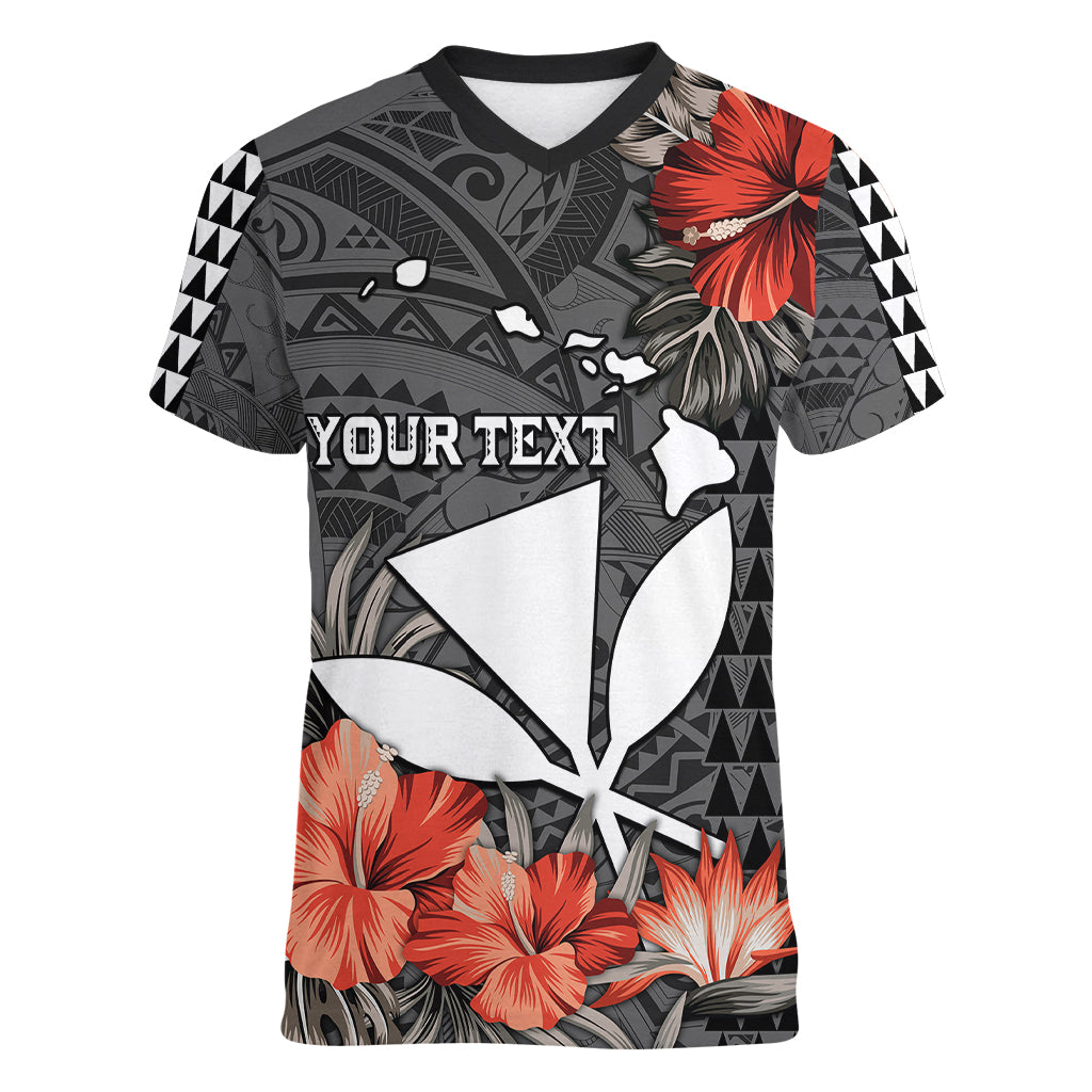 Personalised Hawaii Kanaka Maoli Women V Neck T Shirt Polynesian Vintage Vibes LT9 Female Black - Polynesian Pride