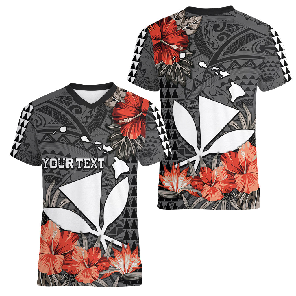 Personalised Hawaii Kanaka Maoli Women V Neck T Shirt Polynesian Vintage Vibes LT9 - Polynesian Pride