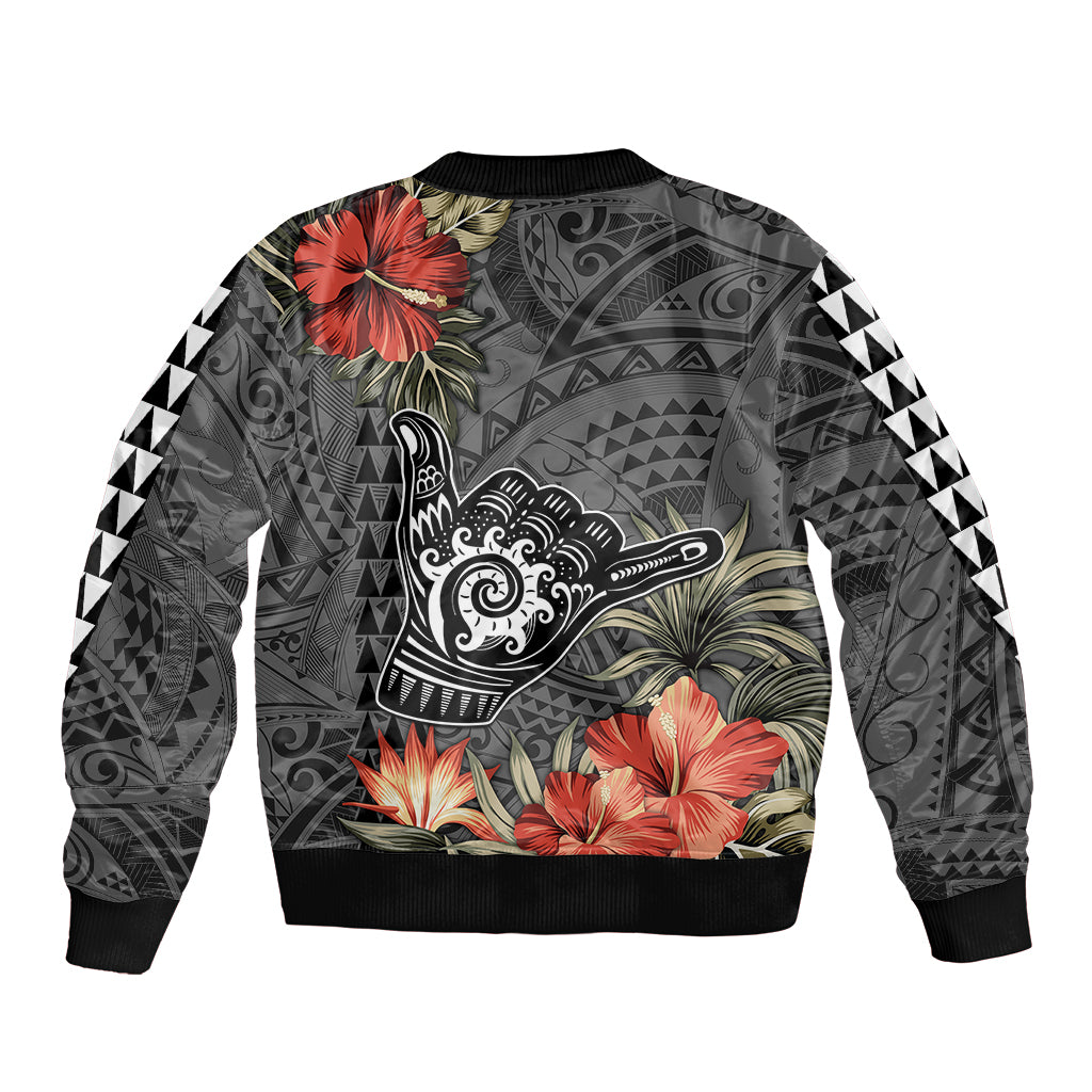 Personalised Hawaii Shaka Surf Hand Sign Bomber Jacket Polynesian Vintage Vibes LT9 - Polynesian Pride