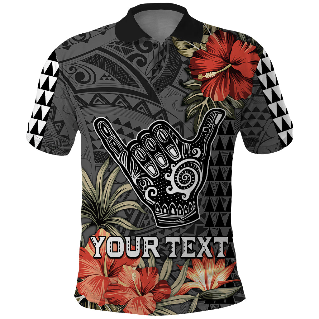 Custom Hawaii Shaka Surf Hand Sign Polo Shirt Polynesian Vintage Vibes LT9 Black - Polynesian Pride