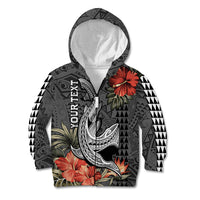 Personalised Hawaii Shark Tattoo Kid Hoodie Polynesian Vintage Vibes LT9 Zip Hoodie Black - Polynesian Pride