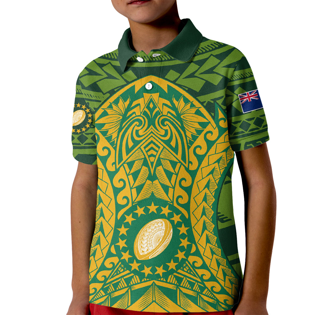Personalised Cook Islands Rugby Kid Polo Shirt Kukis Athletic Style LT9 Kid Green - Polynesian Pride