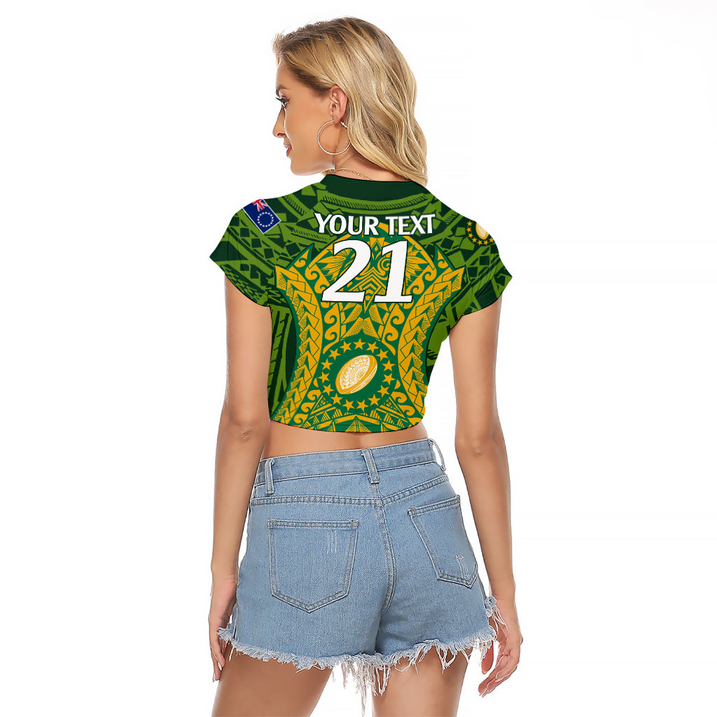 Personalised Cook Islands Rugby Raglan Cropped T Shirt Kukis Athletic Style LT9 - Polynesian Pride