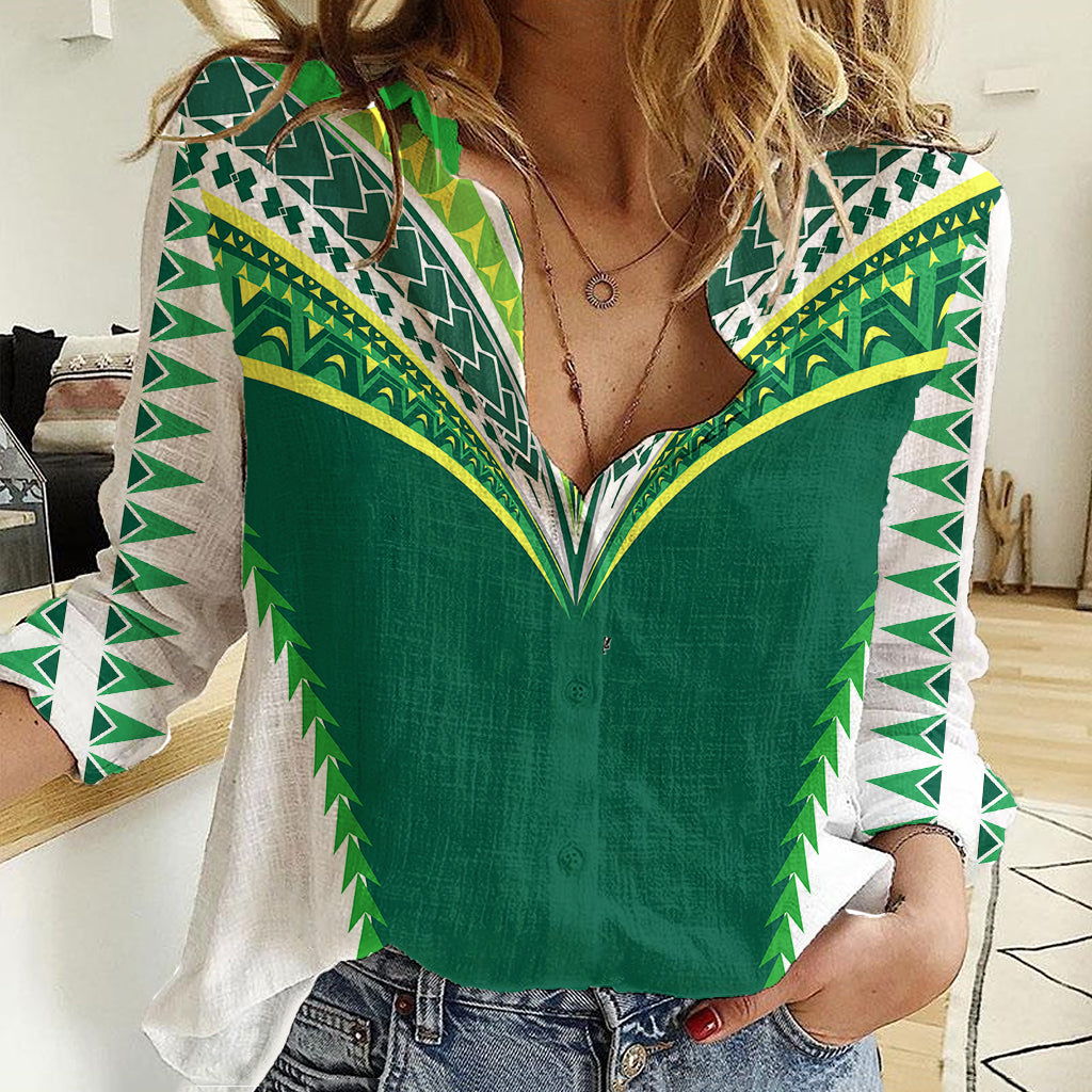 Polynesian Pride Cook Islands Rugby Women Casual Shirt No1 LT9 Female Green - Polynesian Pride