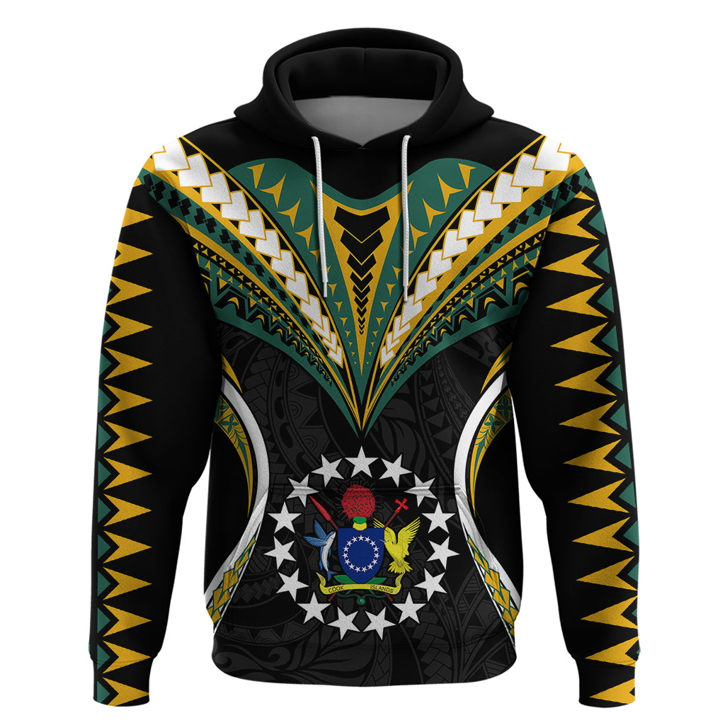 Polynesian Pride Cook Islands Hoodie Tribal Wave Style LT9 Black - Polynesian Pride