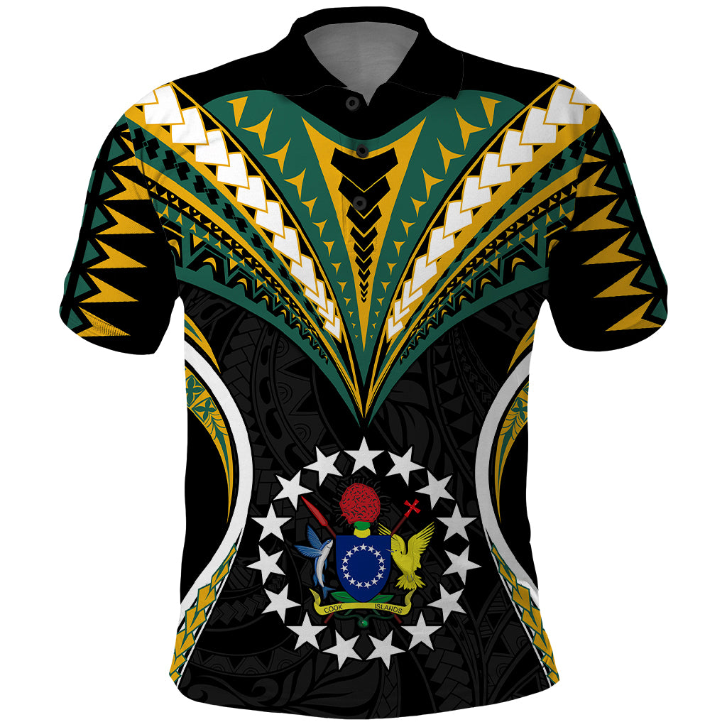 Polynesian Pride Cook Islands Polo Shirt Tribal Wave Style LT9 Black - Polynesian Pride
