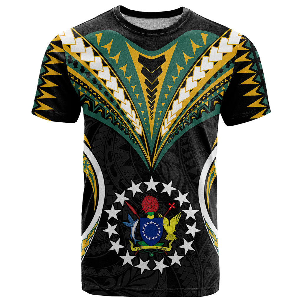 Polynesian Pride Cook Islands T Shirt Tribal Wave Style LT9 Black - Polynesian Pride