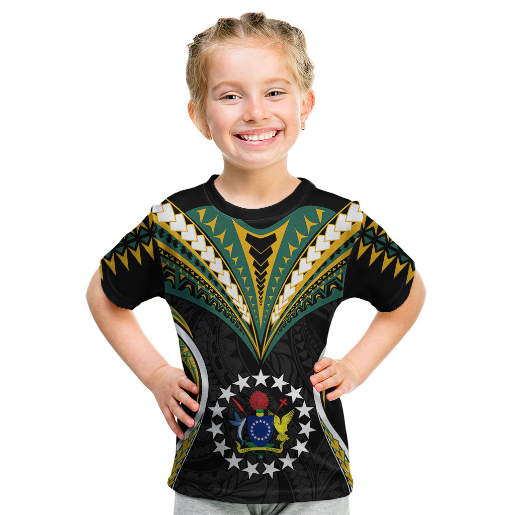 Personalised Polynesian Pride Cook Islands Kid T Shirt Tribal Wave Style LT9 Black - Polynesian Pride