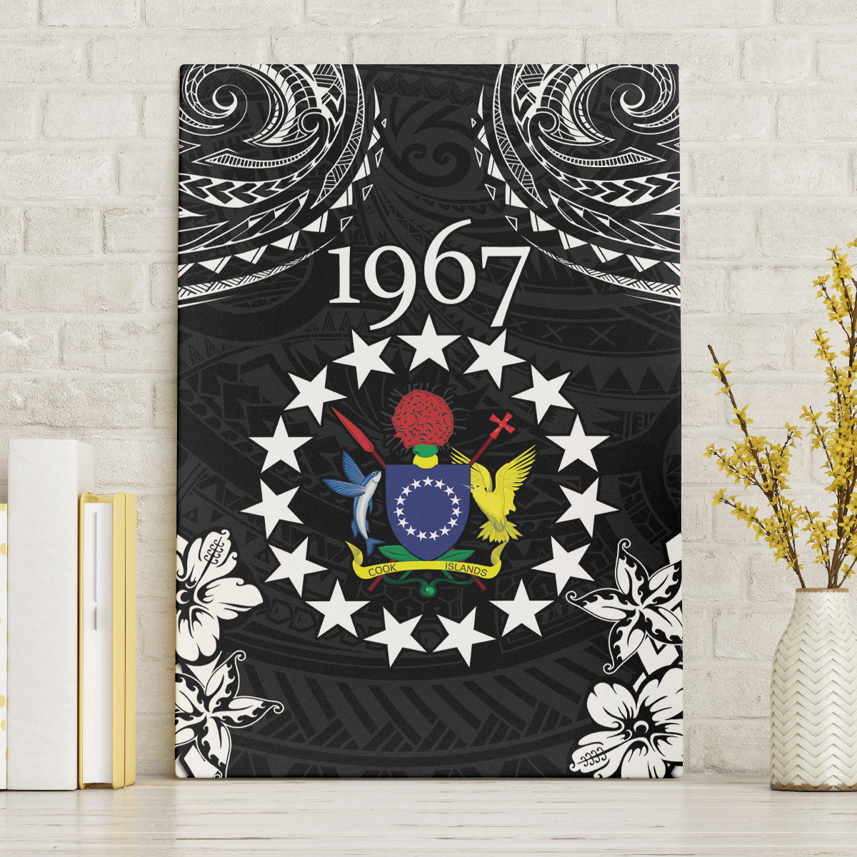 Cook Islands Ra o te Ui Ariki Est 1967 Canvas Wall Art LT9 Without Frame Black - Polynesian Pride
