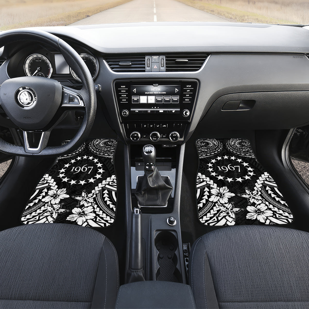 Cook Islands Ra o te Ui Ariki Est 1967 Car Mats LT9 Set 2pcs - Front Black - Polynesian Pride