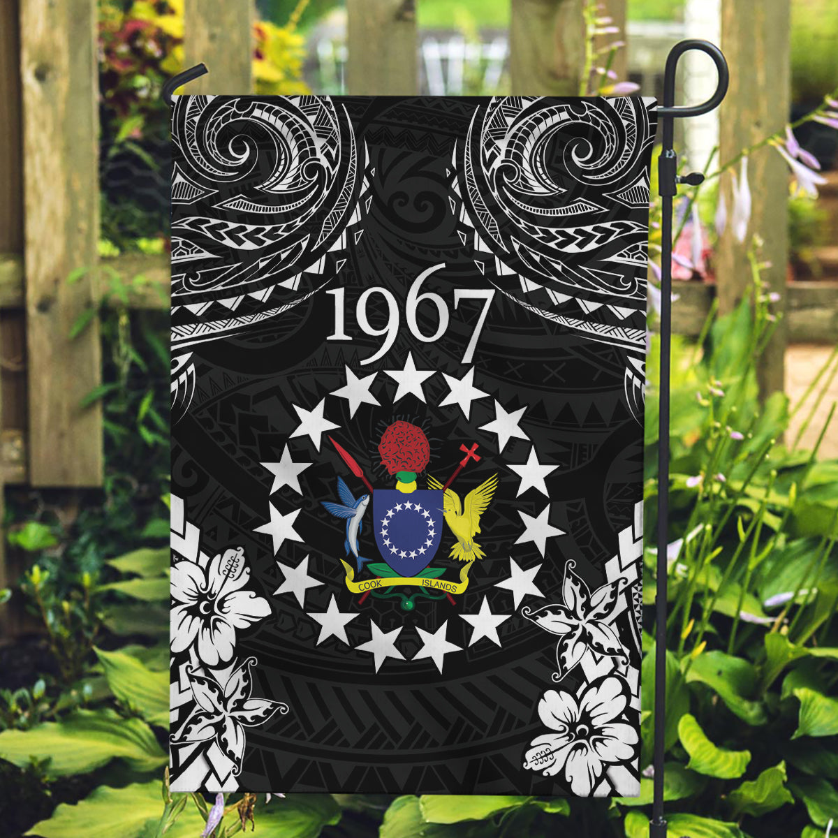 Cook Islands Ra o te Ui Ariki Est 1967 Garden Flag LT9 Garden Flag Black - Polynesian Pride