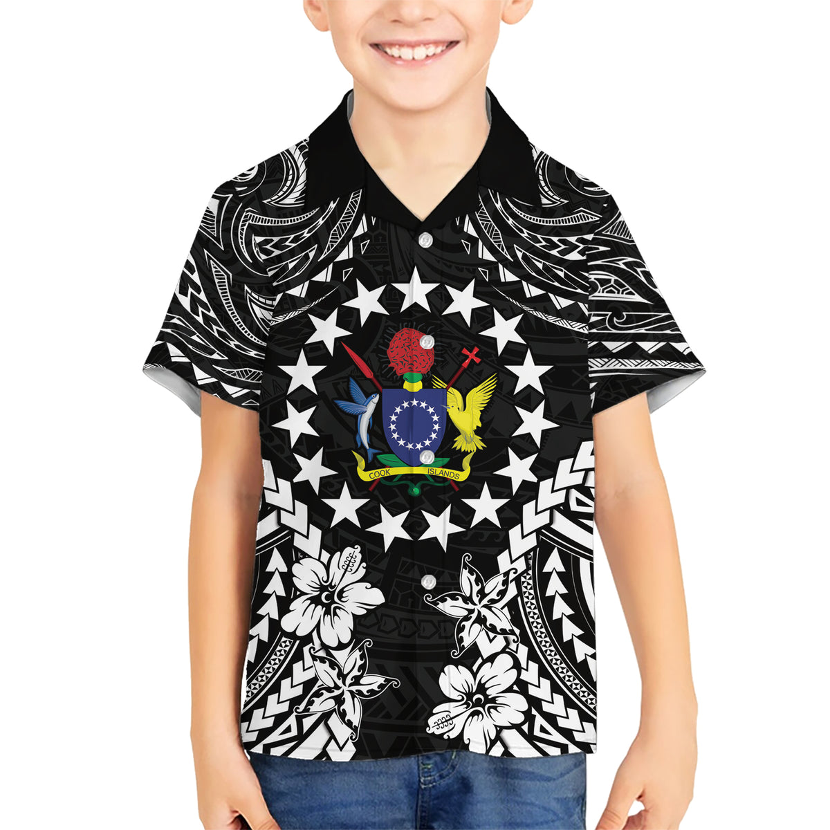 Cook Islands Ra o te Ui Ariki Est 1967 Kid Hawaiian Shirt LT9 Kid Black - Polynesian Pride