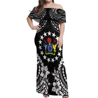 Cook Islands Ra o te Ui Ariki Est 1967 Off Shoulder Maxi Dress LT9 Women Black - Polynesian Pride