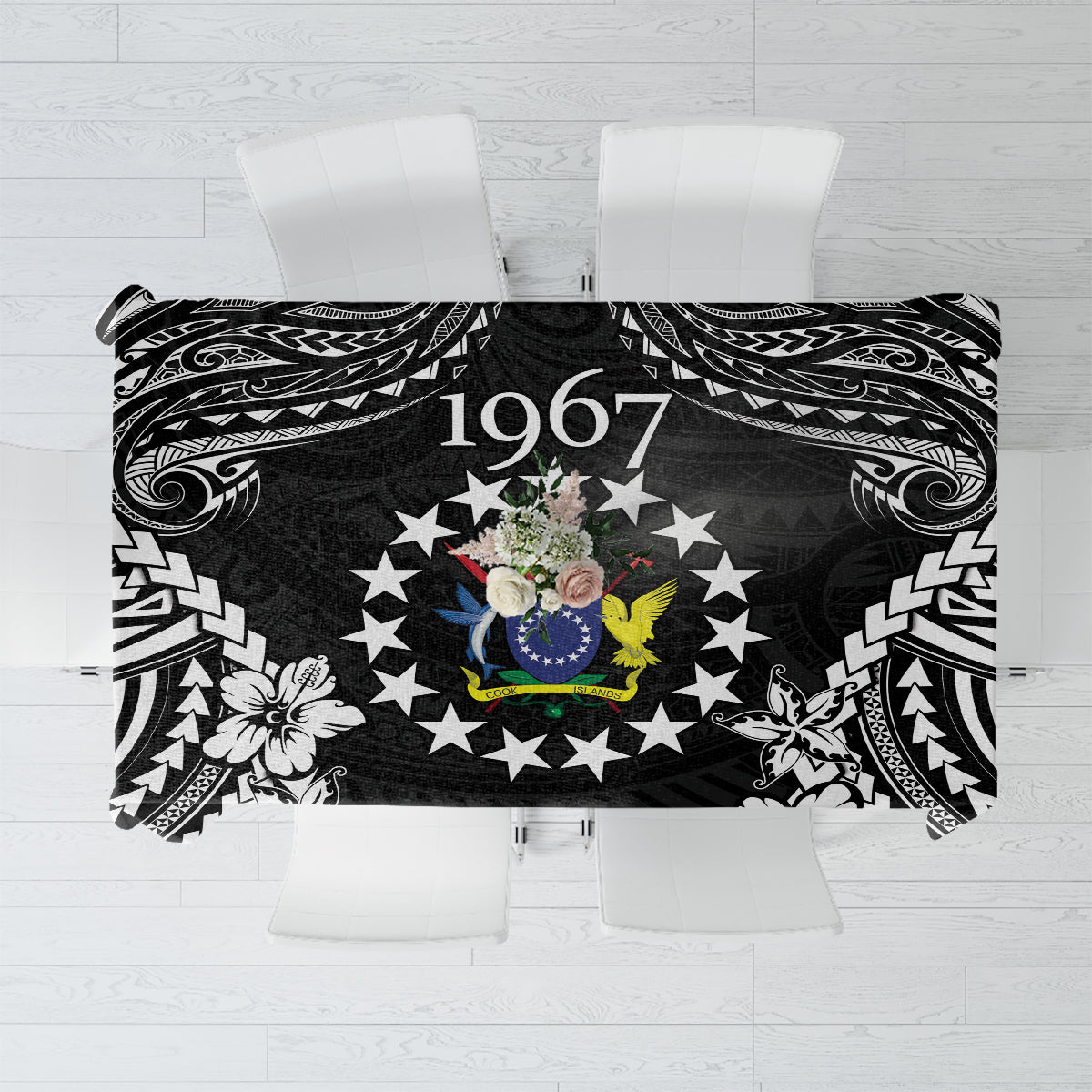Cook Islands Ra o te Ui Ariki Est 1967 Tablecloth LT9 Black - Polynesian Pride
