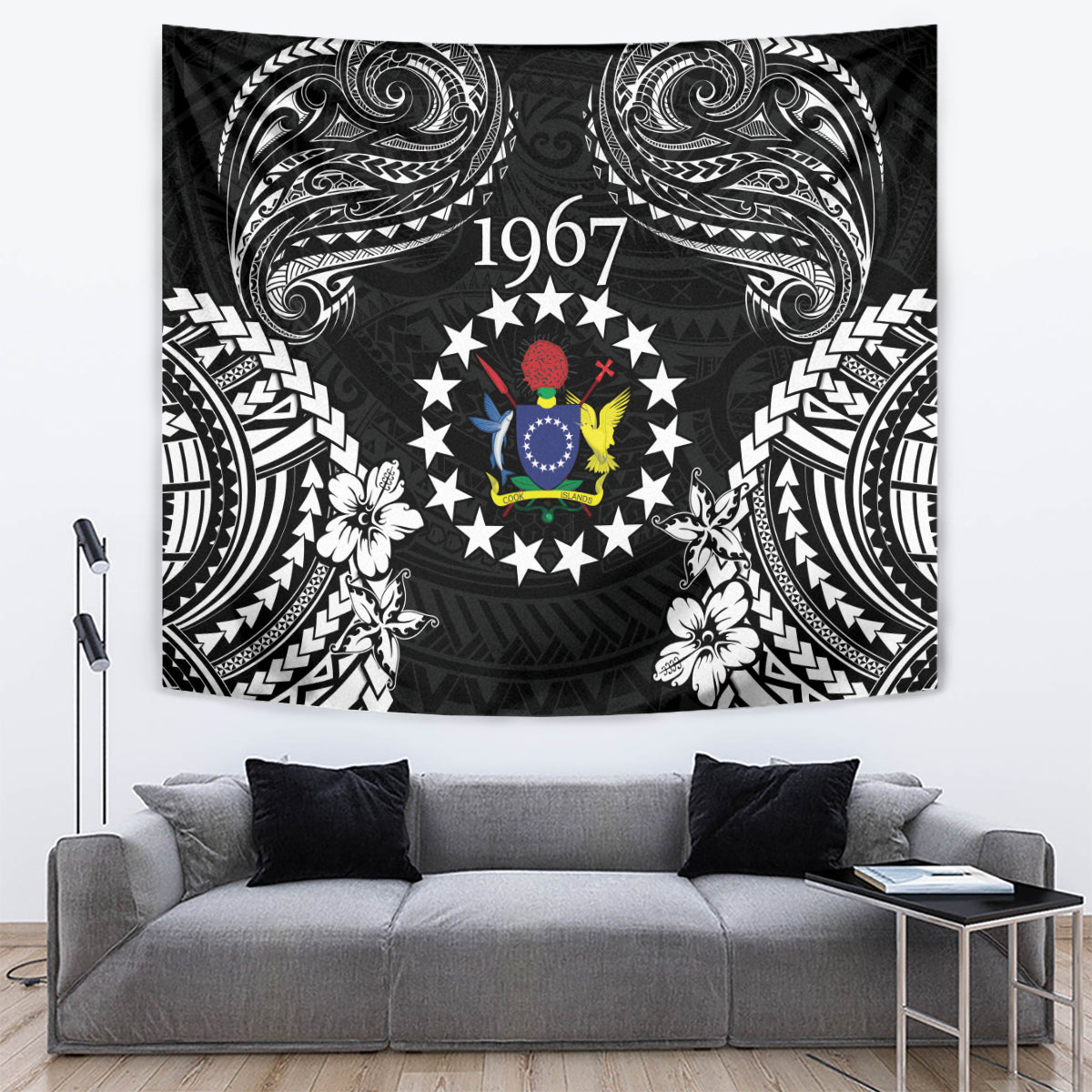 Cook Islands Ra o te Ui Ariki Est 1967 Tapestry LT9 Black - Polynesian Pride
