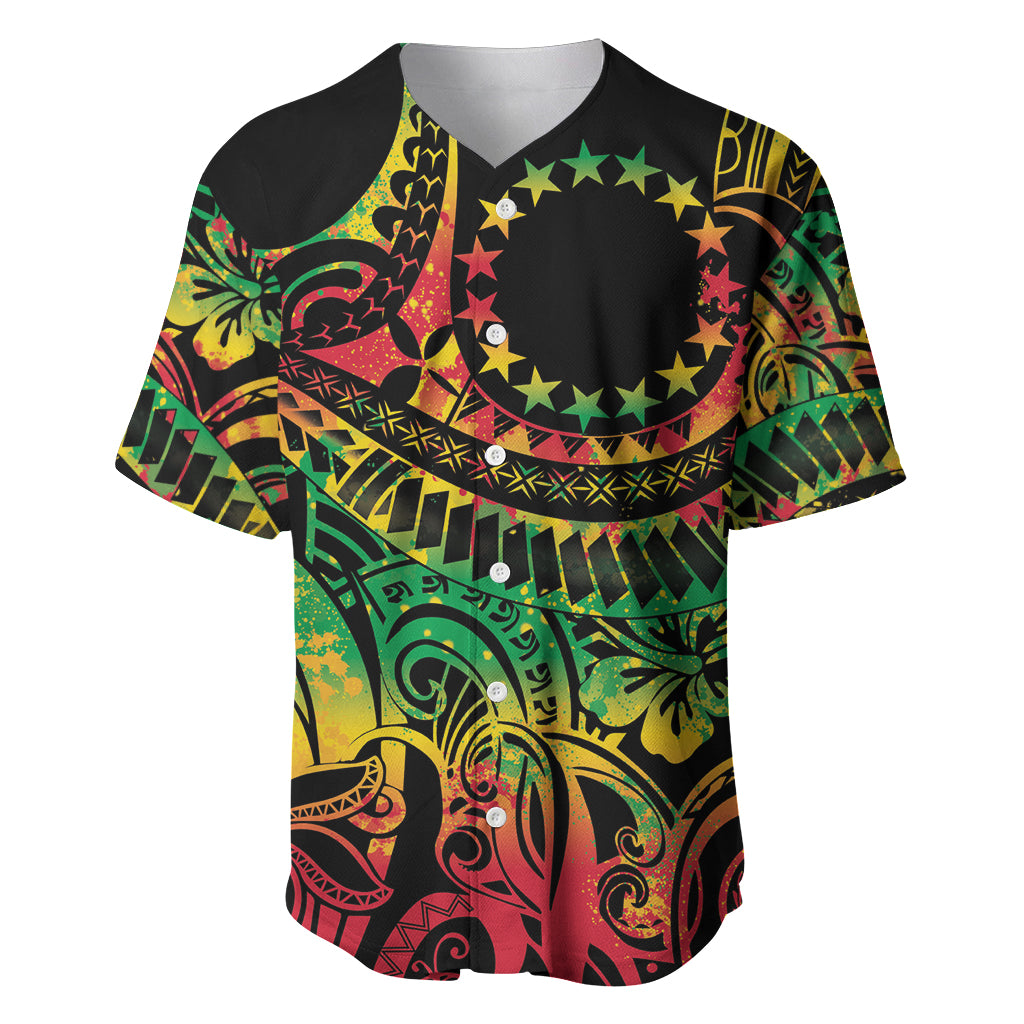 Cook Islands 15 Stars Baseball Jersey Kuki Airani Polynesian Tribal Wave Tattoo