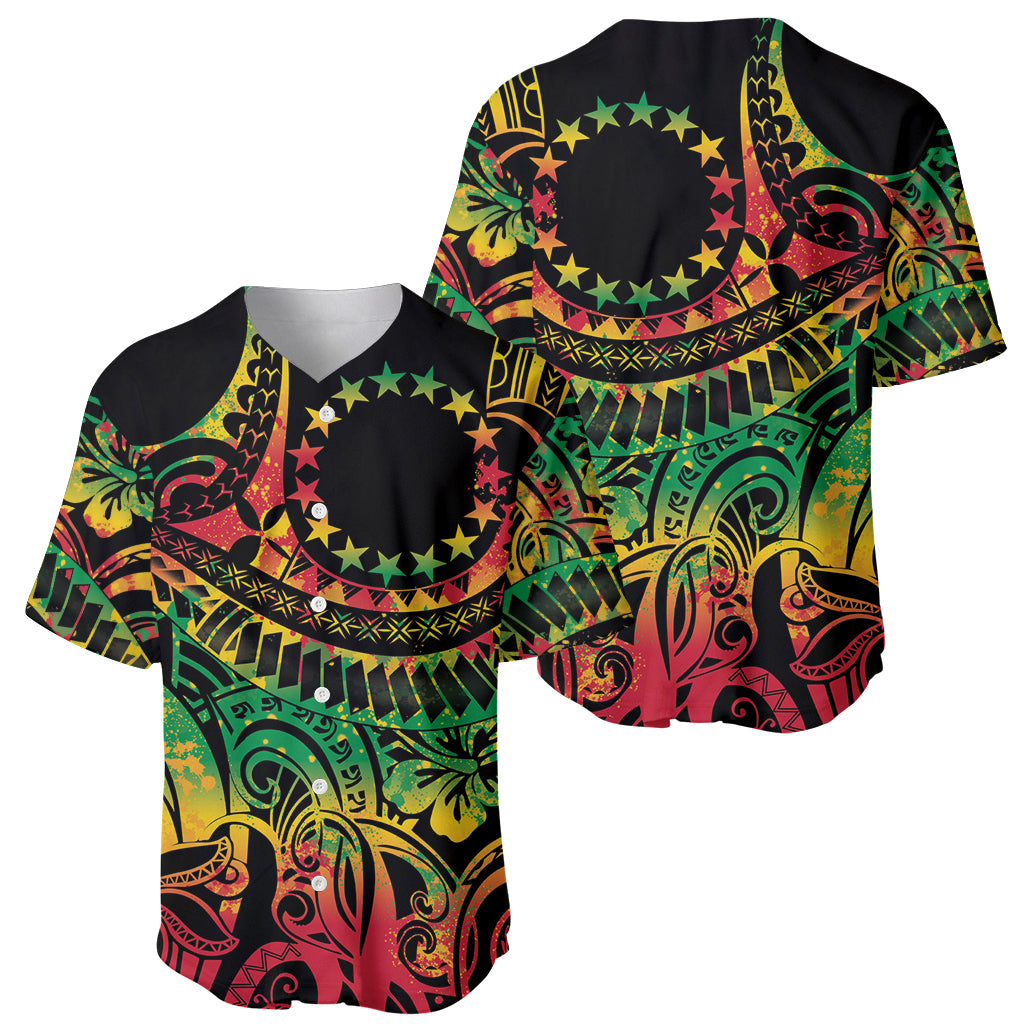Cook Islands 15 Stars Baseball Jersey Kuki Airani Polynesian Tribal Wave Tattoo