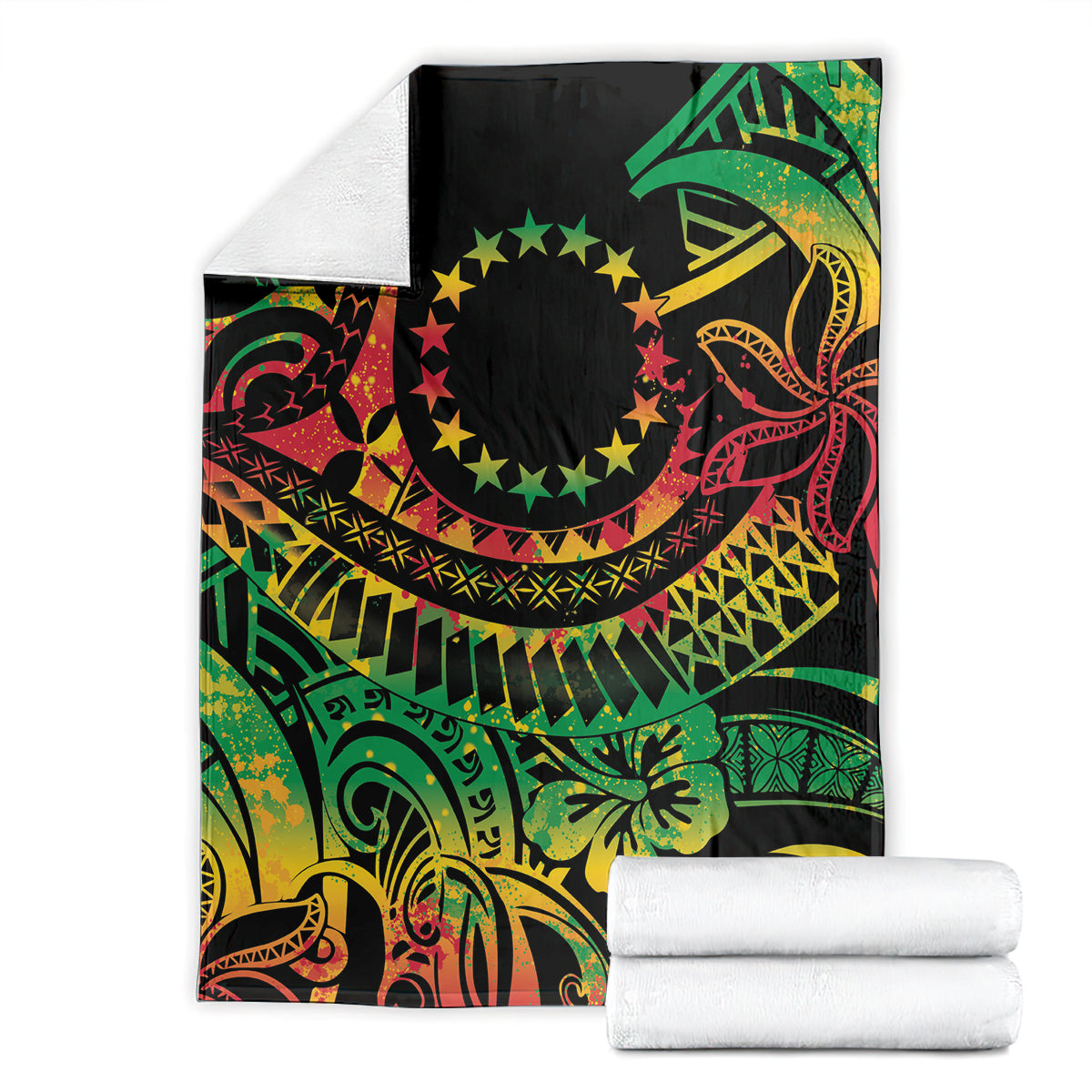 Cook Islands 15 Stars Blanket Kuki Airani Polynesian Tribal Wave Tattoo LT9 - Polynesian Pride