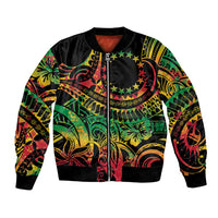 Cook Islands 15 Stars Bomber Jacket Kuki Airani Polynesian Tribal Wave Tattoo LT9 Unisex Reggae - Polynesian Pride