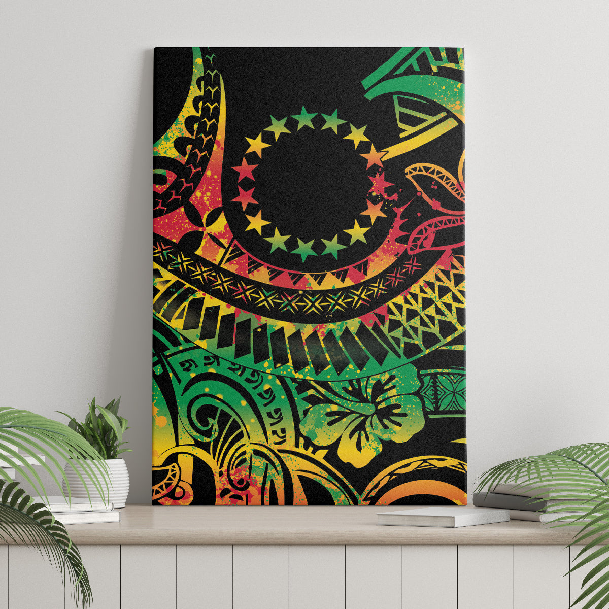 Cook Islands 15 Stars Canvas Wall Art Kuki Airani Polynesian Tribal Wave Tattoo LT9 - Polynesian Pride