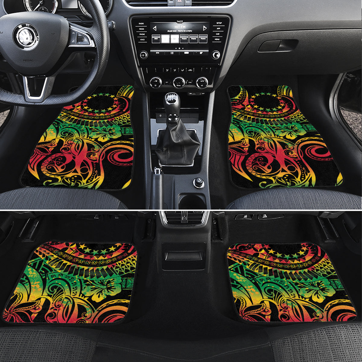 Cook Islands 15 Stars Car Mats Kuki Airani Polynesian Tribal Wave Tattoo LT9 Set 4pcs Reggae - Polynesian Pride