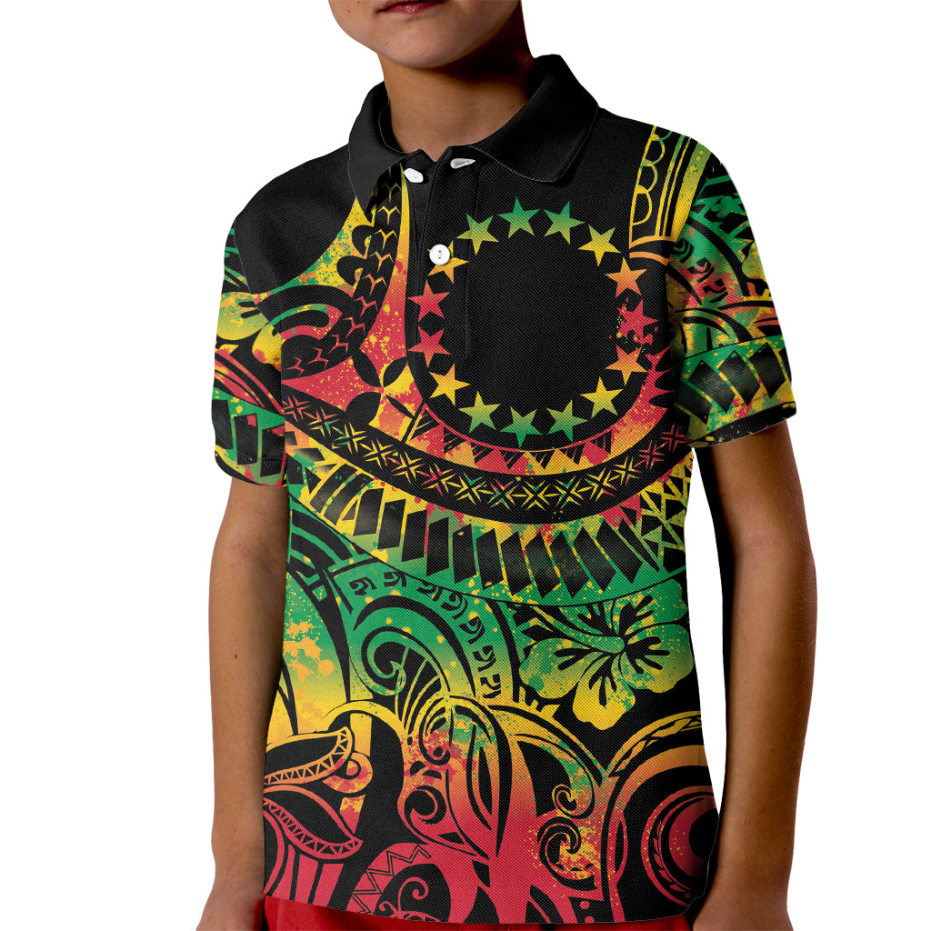 Cook Islands 15 Stars Kid Polo Shirt Kuki Airani Polynesian Tribal Wave Tattoo