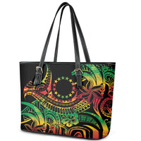 Cook Islands 15 Stars Leather Tote Bag Kuki Airani Polynesian Tribal Wave Tattoo LT9 - Polynesian Pride