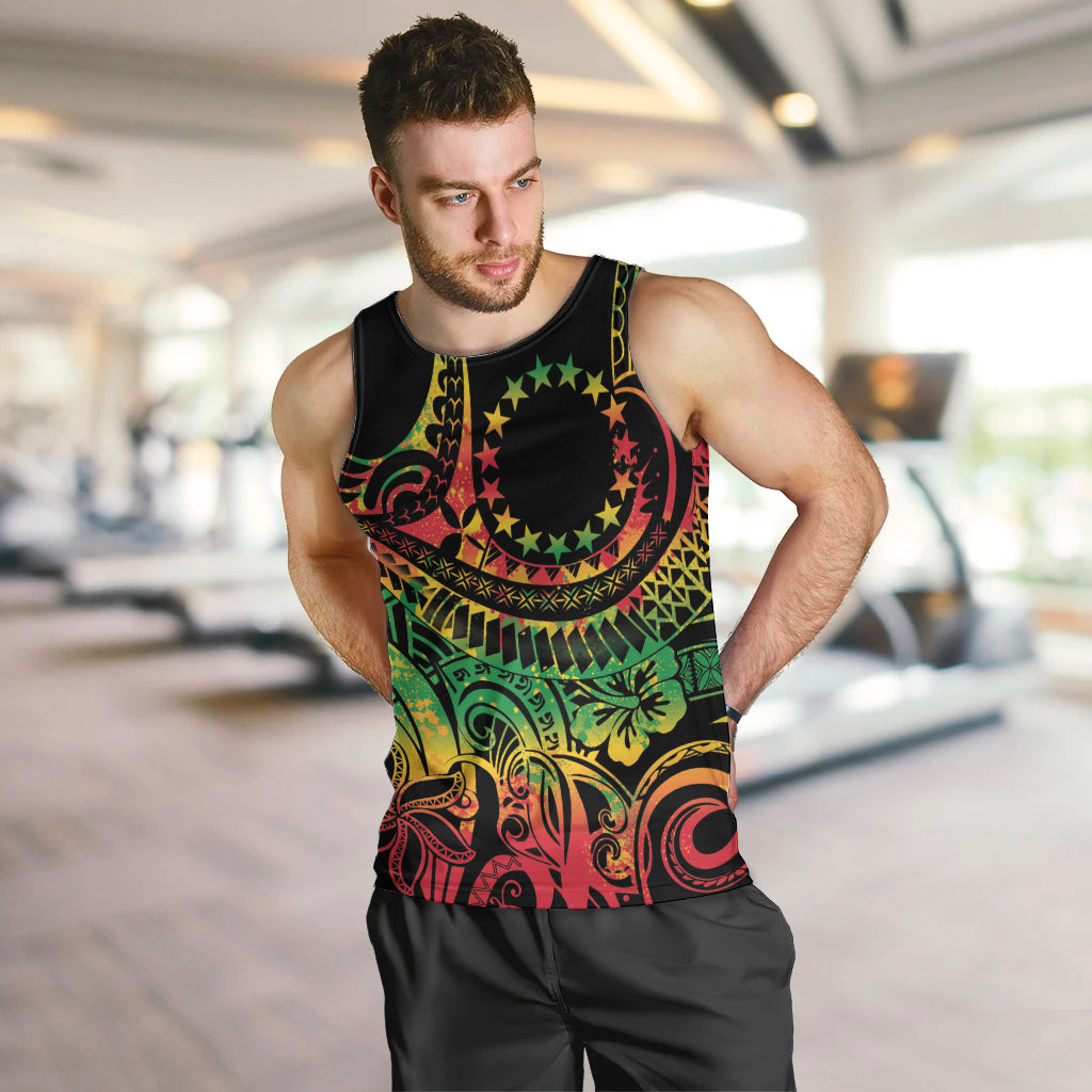 Cook Islands 15 Stars Men Tank Top Kuki Airani Polynesian Tribal Wave Tattoo LT9 Reggae - Polynesian Pride