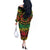 Cook Islands 15 Stars Off The Shoulder Long Sleeve Dress Kuki Airani Polynesian Tribal Wave Tattoo