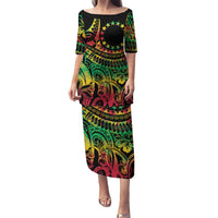 Cook Islands 15 Stars Puletasi Kuki Airani Polynesian Tribal Wave Tattoo LT9 Long Dress Reggae - Polynesian Pride
