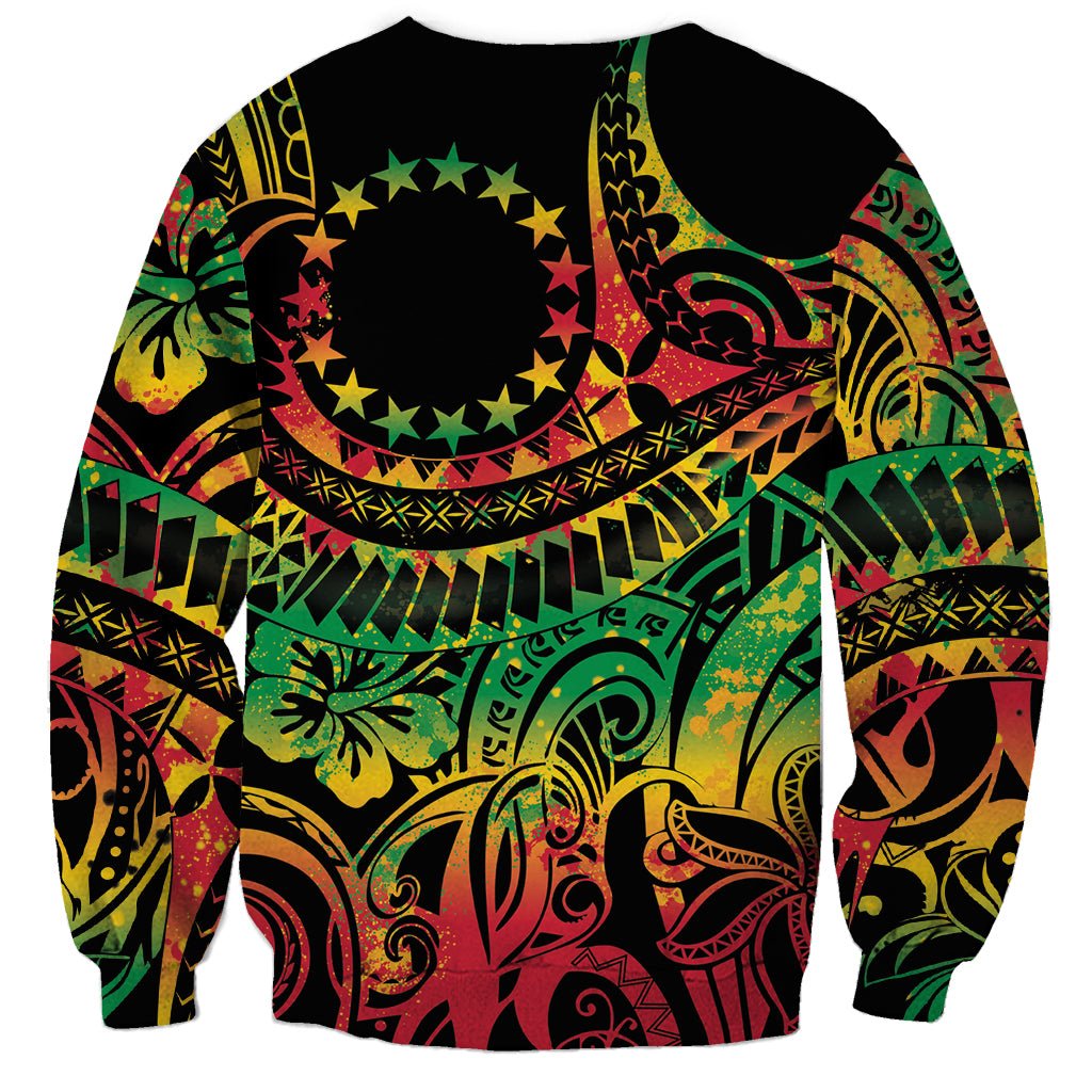 Cook Islands 15 Stars Sweatshirt Kuki Airani Polynesian Tribal Wave Tattoo LT9 - Polynesian Pride