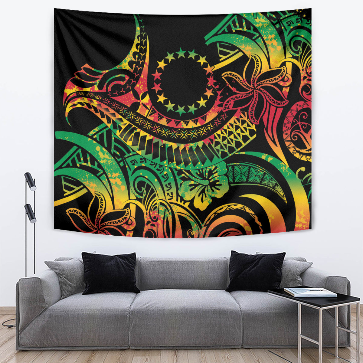 Cook Islands 15 Stars Tapestry Kuki Airani Polynesian Tribal Wave Tattoo