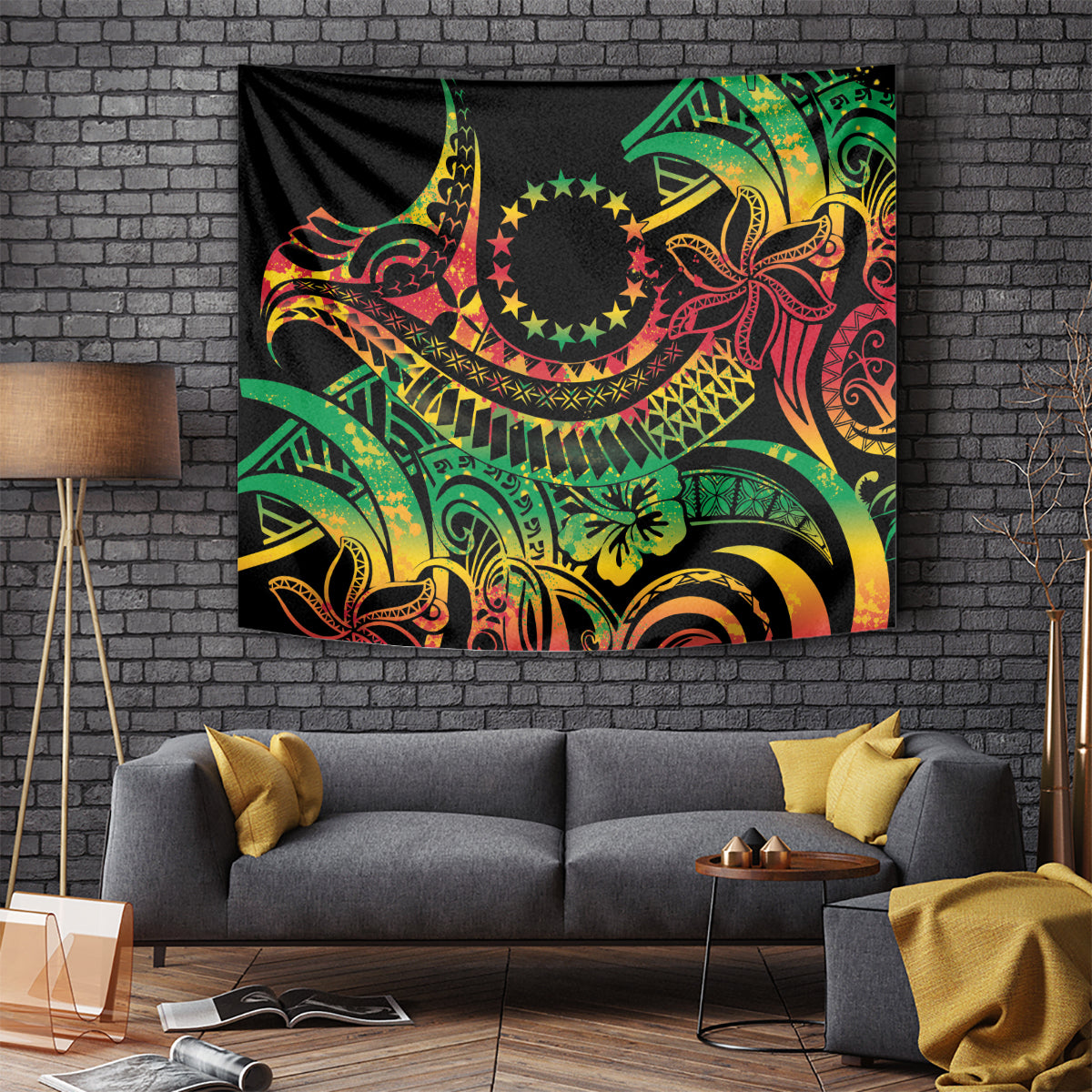 Cook Islands 15 Stars Tapestry Kuki Airani Polynesian Tribal Wave Tattoo LT9 - Polynesian Pride