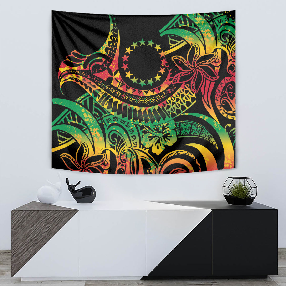 Cook Islands 15 Stars Tapestry Kuki Airani Polynesian Tribal Wave Tattoo LT9 - Polynesian Pride