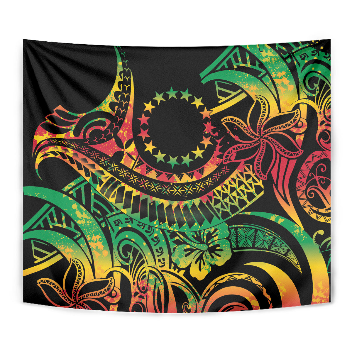 Cook Islands 15 Stars Tapestry Kuki Airani Polynesian Tribal Wave Tattoo LT9 - Polynesian Pride