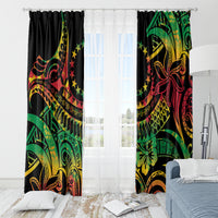 Cook Islands 15 Stars Window Curtain Kuki Airani Polynesian Tribal Wave Tattoo LT9 - Polynesian Pride