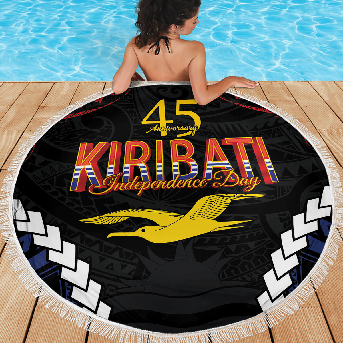 Kiribati 45th Anniversary Independence Day Beach Blanket Since 1979 LT9 - Polynesian Pride