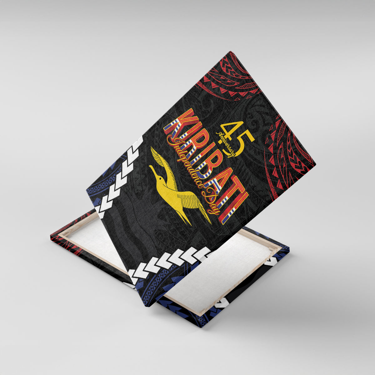 Kiribati 45th Anniversary Independence Day Canvas Wall Art Since 1979 LT9 With Frame Black - Polynesian Pride