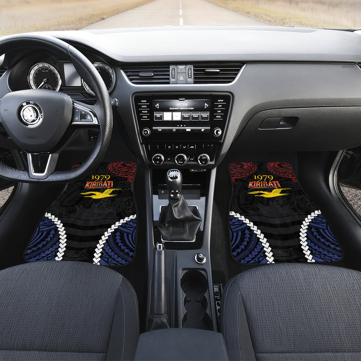 Kiribati 45th Anniversary Independence Day Car Mats Since 1979 LT9 Set 2pcs - Front Black - Polynesian Pride