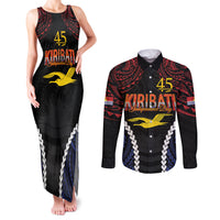 Kiribati 45th Anniversary Independence Day Couples Matching Tank Maxi Dress and Long Sleeve Button Shirt Since 1979 LT9 Black - Polynesian Pride